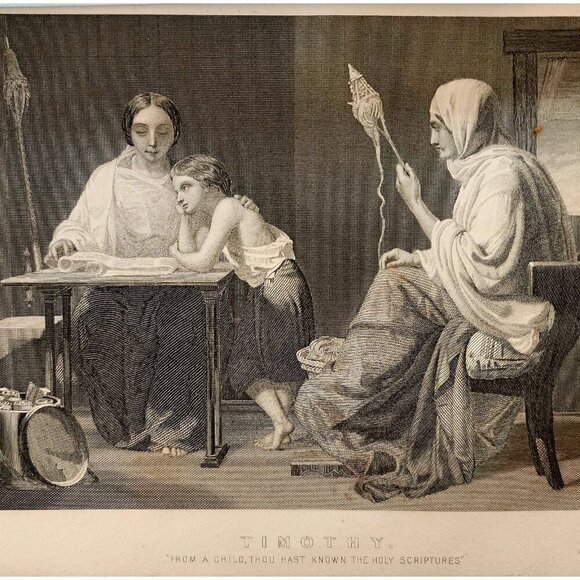 1873 Timothy Steel Engraving Holy Scripture Victorian Bible Antique F12A - Picture 1 of 2